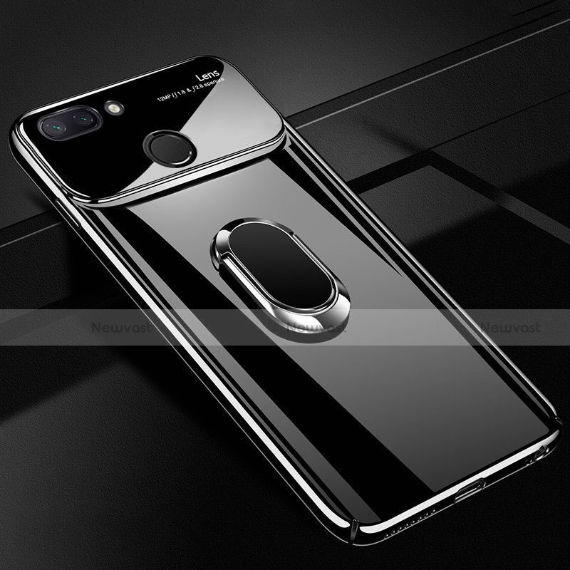 Hard Rigid Plastic Matte Finish Case Cover with Magnetic Finger Ring Stand A01 for Xiaomi Mi 8 Lite