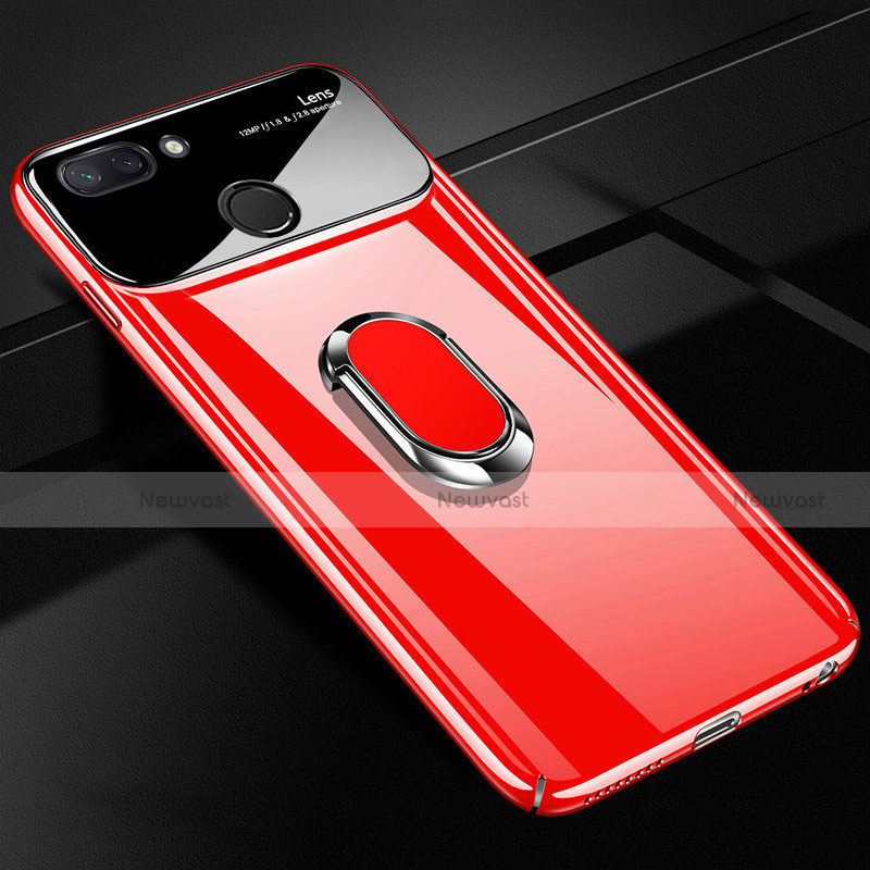 Hard Rigid Plastic Matte Finish Case Cover with Magnetic Finger Ring Stand A01 for Xiaomi Mi 8 Lite