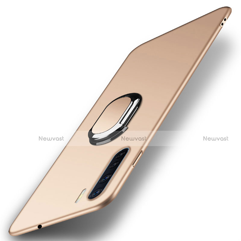 Hard Rigid Plastic Matte Finish Case Cover with Magnetic Finger Ring Stand A02 for Oppo A91 Gold