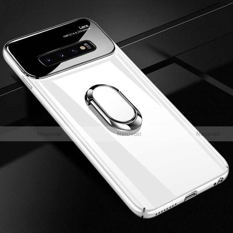 Hard Rigid Plastic Matte Finish Case Cover with Magnetic Finger Ring Stand A02 for Samsung Galaxy S10 5G