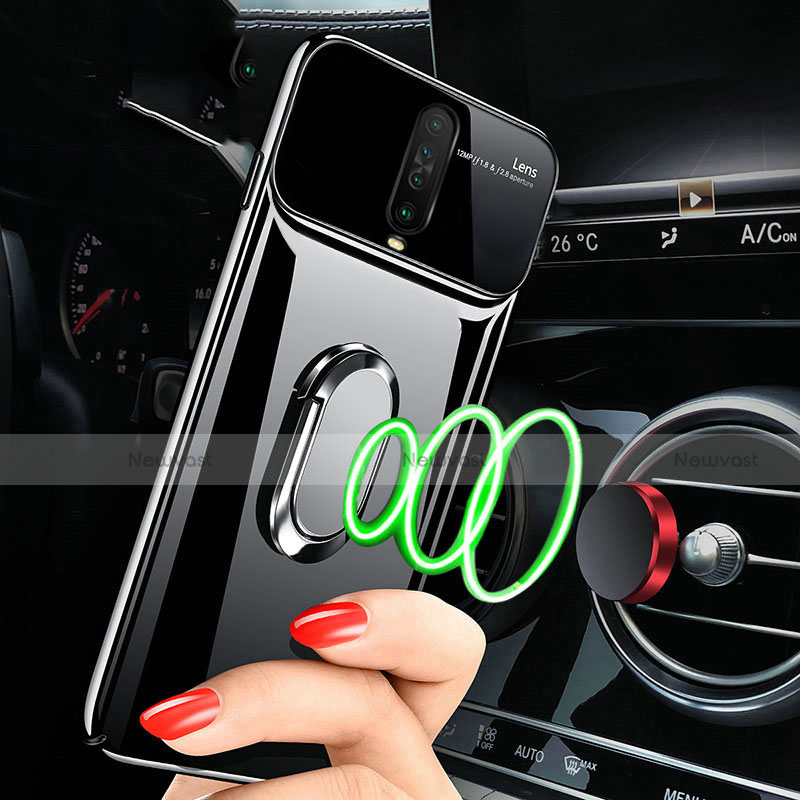 Hard Rigid Plastic Matte Finish Case Cover with Magnetic Finger Ring Stand A02 for Xiaomi Poco X2