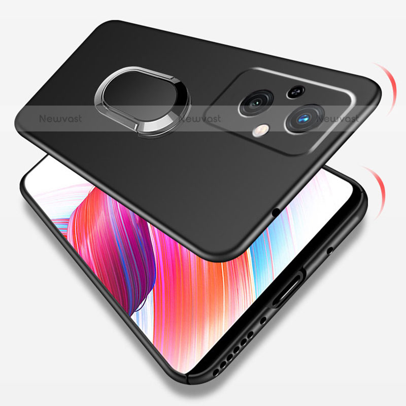 Hard Rigid Plastic Matte Finish Case Cover with Magnetic Finger Ring Stand for OnePlus Nord N20 5G