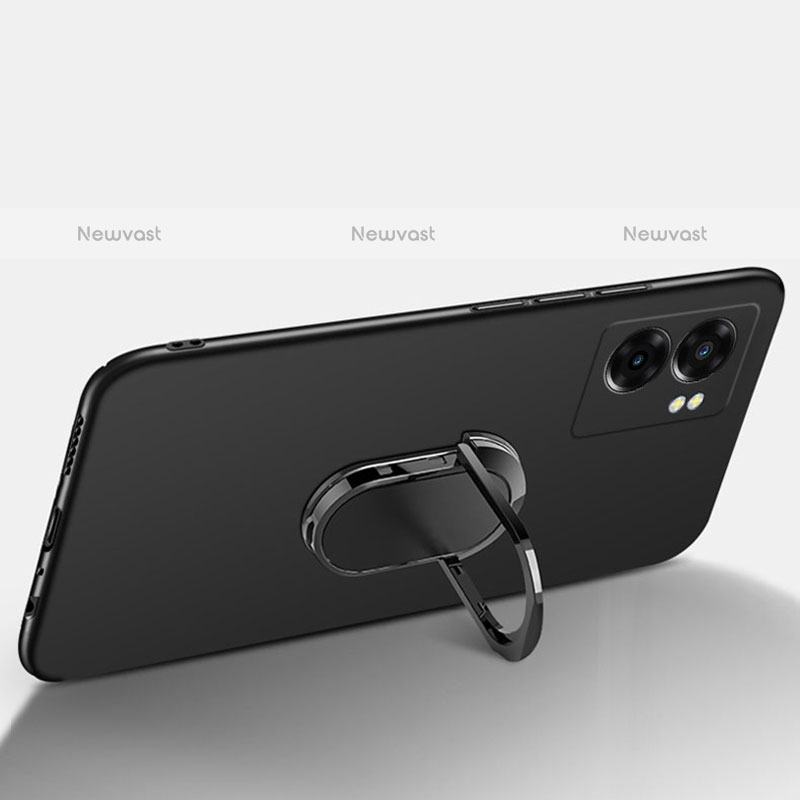 Hard Rigid Plastic Matte Finish Case Cover with Magnetic Finger Ring Stand for OnePlus Nord N300 5G