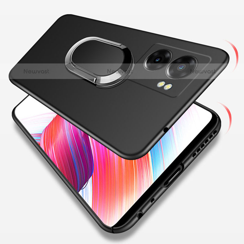Hard Rigid Plastic Matte Finish Case Cover with Magnetic Finger Ring Stand for OnePlus Nord N300 5G