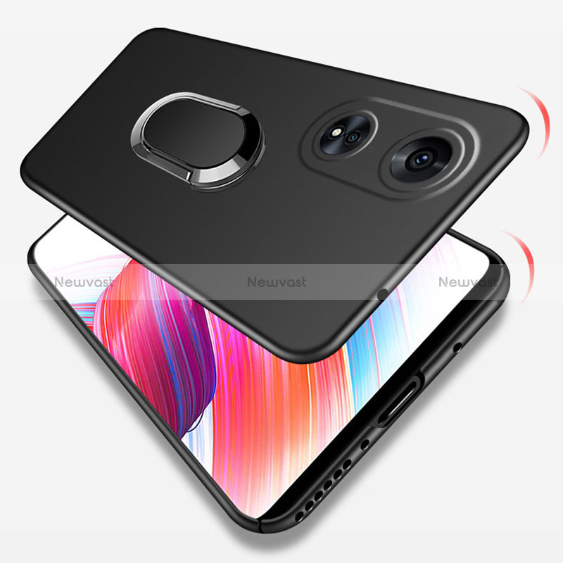 Hard Rigid Plastic Matte Finish Case Cover with Magnetic Finger Ring Stand for Oppo A78 5G