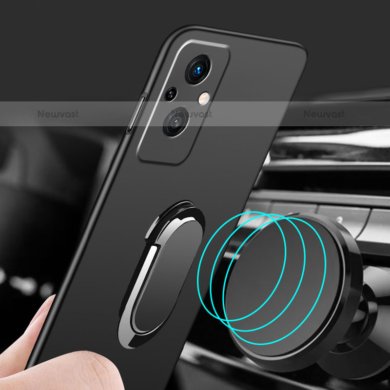 Hard Rigid Plastic Matte Finish Case Cover with Magnetic Finger Ring Stand for Oppo F21s Pro 5G