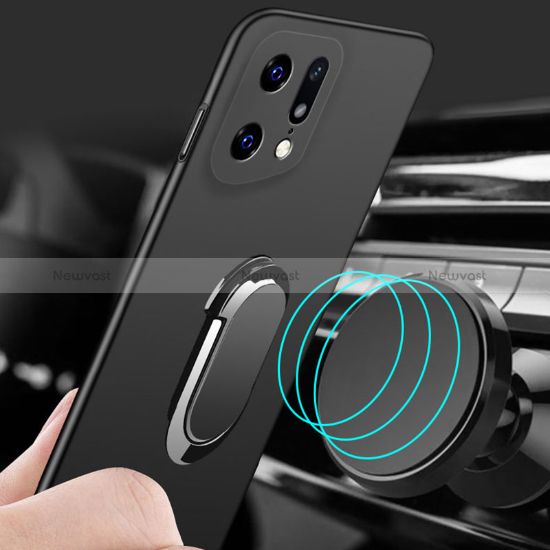 Hard Rigid Plastic Matte Finish Case Cover with Magnetic Finger Ring Stand for Oppo Find X5 5G