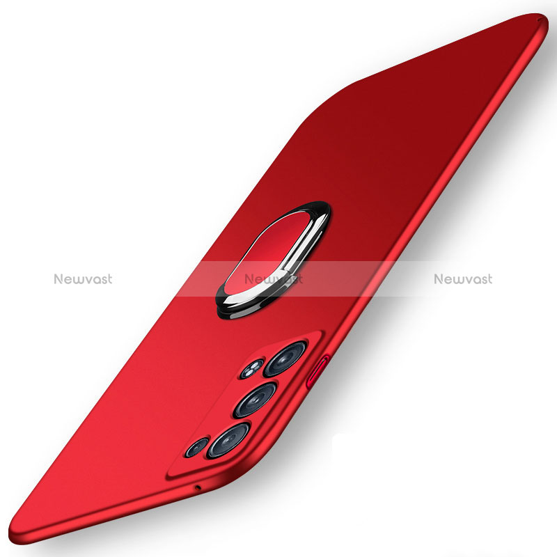 Hard Rigid Plastic Matte Finish Case Cover with Magnetic Finger Ring Stand for Oppo Reno6 Pro 5G