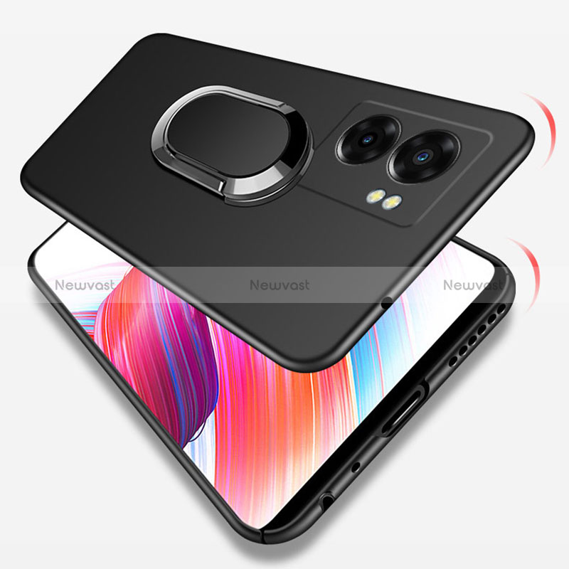 Hard Rigid Plastic Matte Finish Case Cover with Magnetic Finger Ring Stand for Oppo Reno7 SE 5G