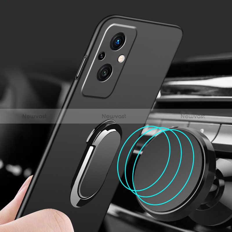 Hard Rigid Plastic Matte Finish Case Cover with Magnetic Finger Ring Stand for Oppo Reno7 Z 5G