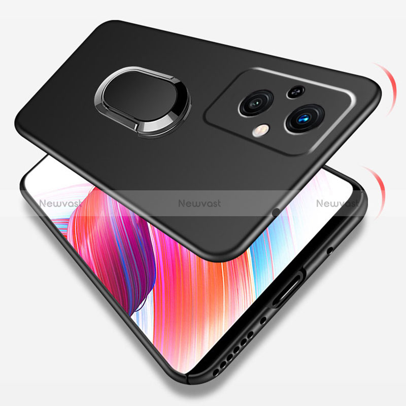 Hard Rigid Plastic Matte Finish Case Cover with Magnetic Finger Ring Stand for Oppo Reno8 Lite 5G