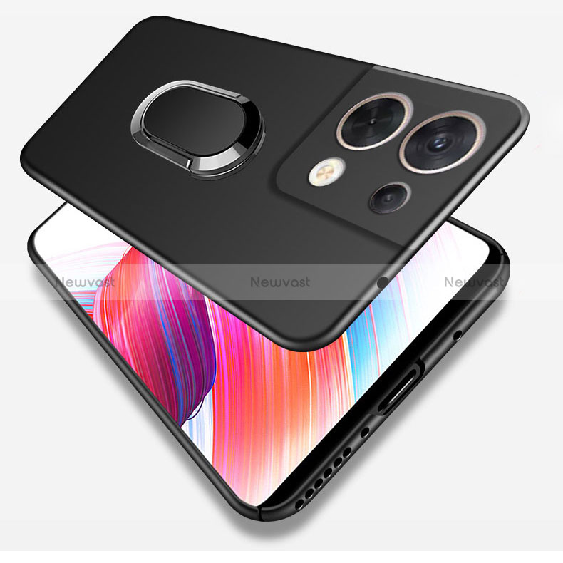 Hard Rigid Plastic Matte Finish Case Cover with Magnetic Finger Ring Stand for Oppo Reno9 Pro+ Plus 5G