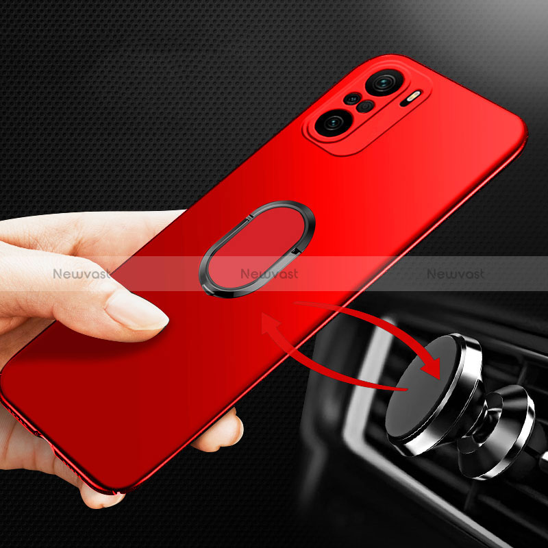 Hard Rigid Plastic Matte Finish Case Cover with Magnetic Finger Ring Stand for Xiaomi Mi 11X Pro 5G