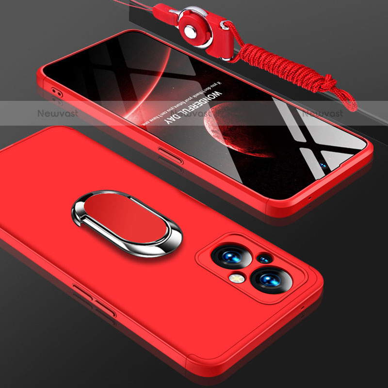 Hard Rigid Plastic Matte Finish Case Cover with Magnetic Finger Ring Stand GK1 for OnePlus Nord N20 5G Red