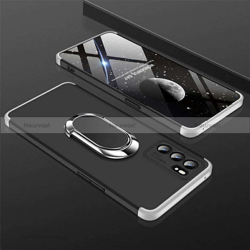 Hard Rigid Plastic Matte Finish Case Cover with Magnetic Finger Ring Stand GK1 for Oppo Reno6 Pro 5G India