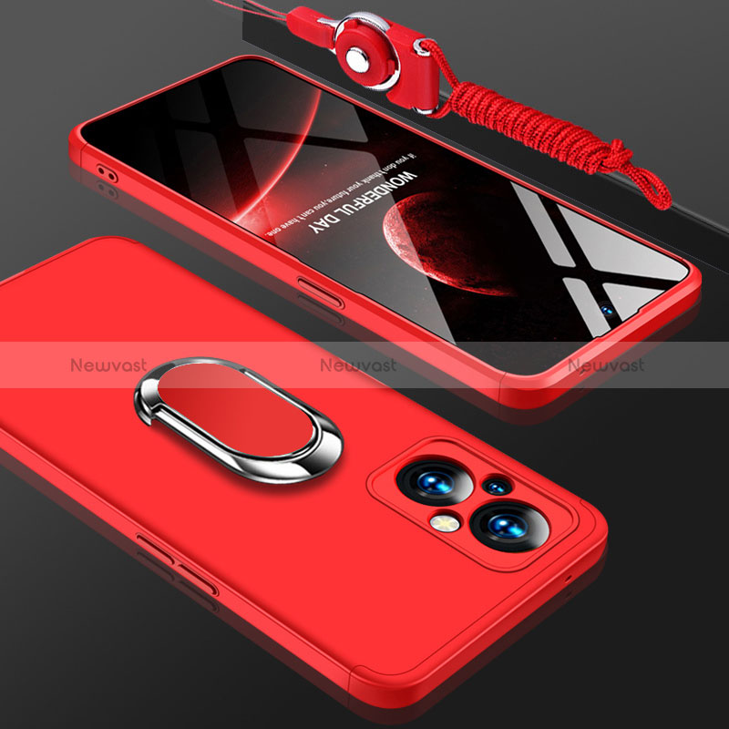 Hard Rigid Plastic Matte Finish Case Cover with Magnetic Finger Ring Stand GK1 for Oppo Reno7 Lite 5G Red