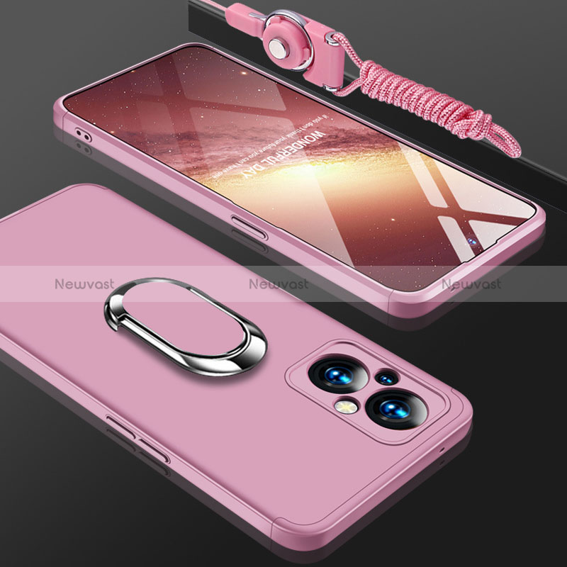 Hard Rigid Plastic Matte Finish Case Cover with Magnetic Finger Ring Stand GK1 for Oppo Reno7 Z 5G