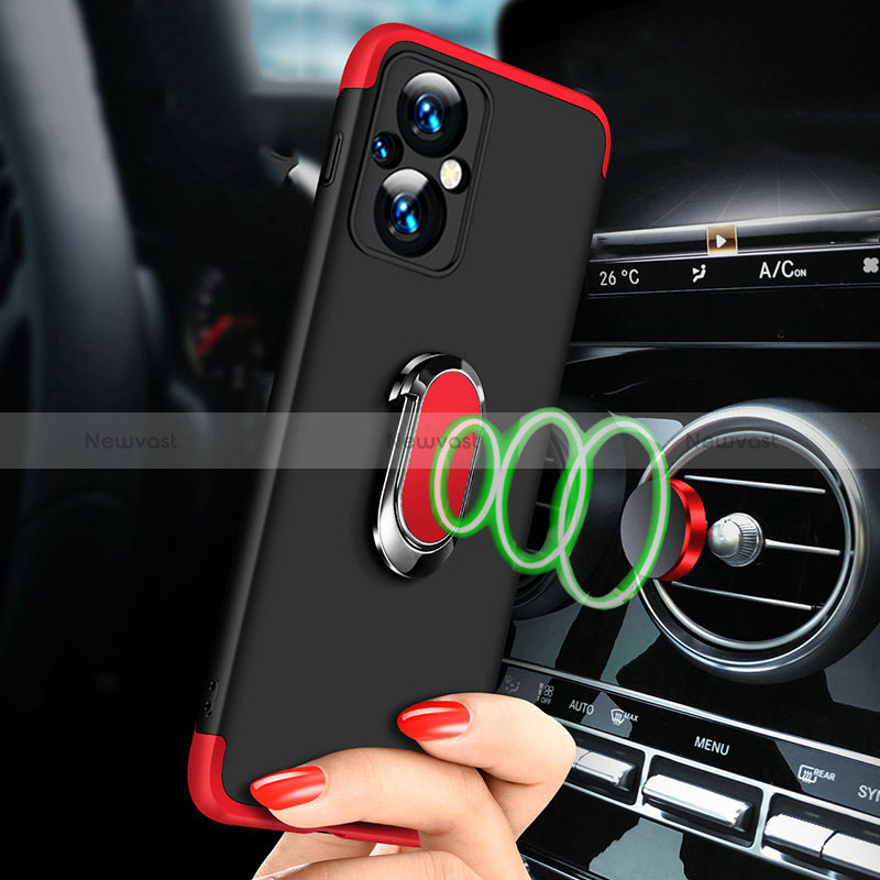 Hard Rigid Plastic Matte Finish Case Cover with Magnetic Finger Ring Stand GK1 for Oppo Reno7 Z 5G