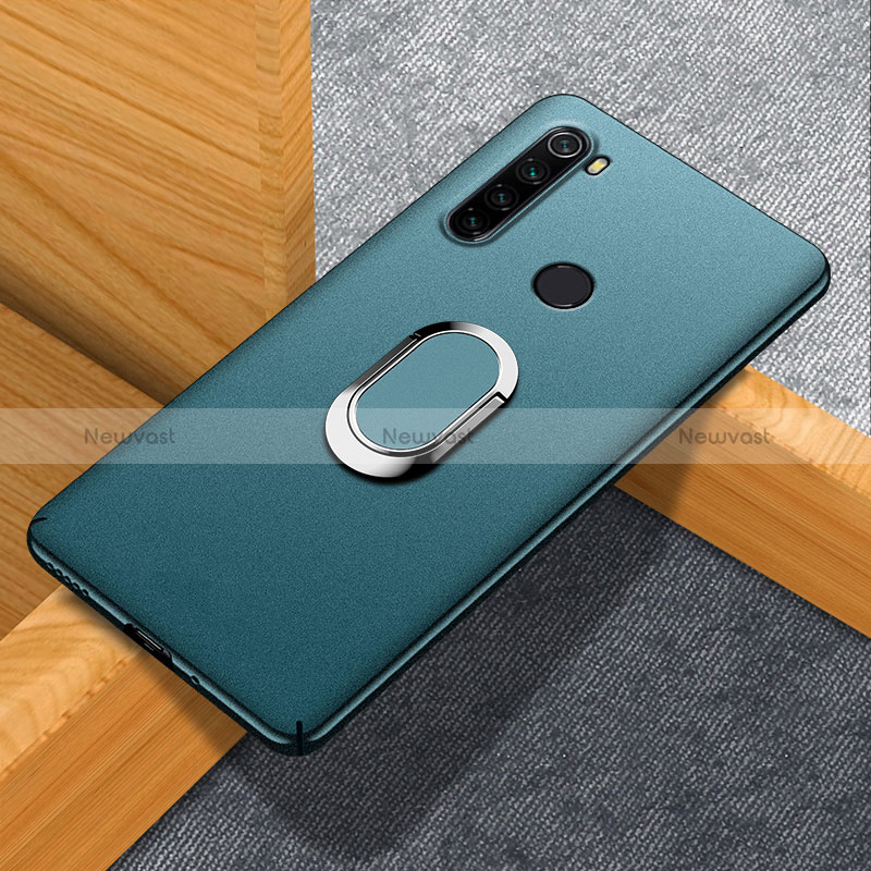 Hard Rigid Plastic Matte Finish Case Cover with Magnetic Finger Ring Stand K01 for Xiaomi Redmi Note 8 (2021)