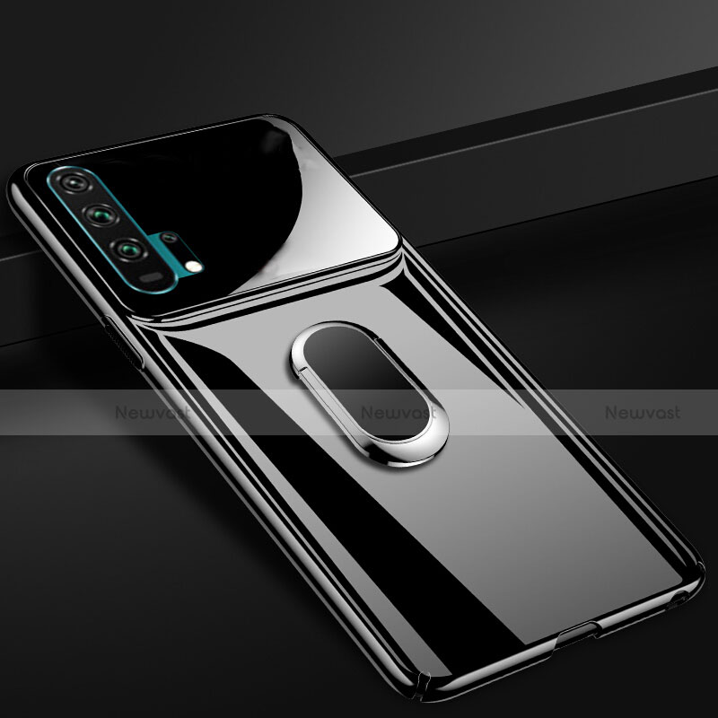 Hard Rigid Plastic Matte Finish Case Cover with Magnetic Finger Ring Stand P01 for Huawei Honor 20 Pro Black