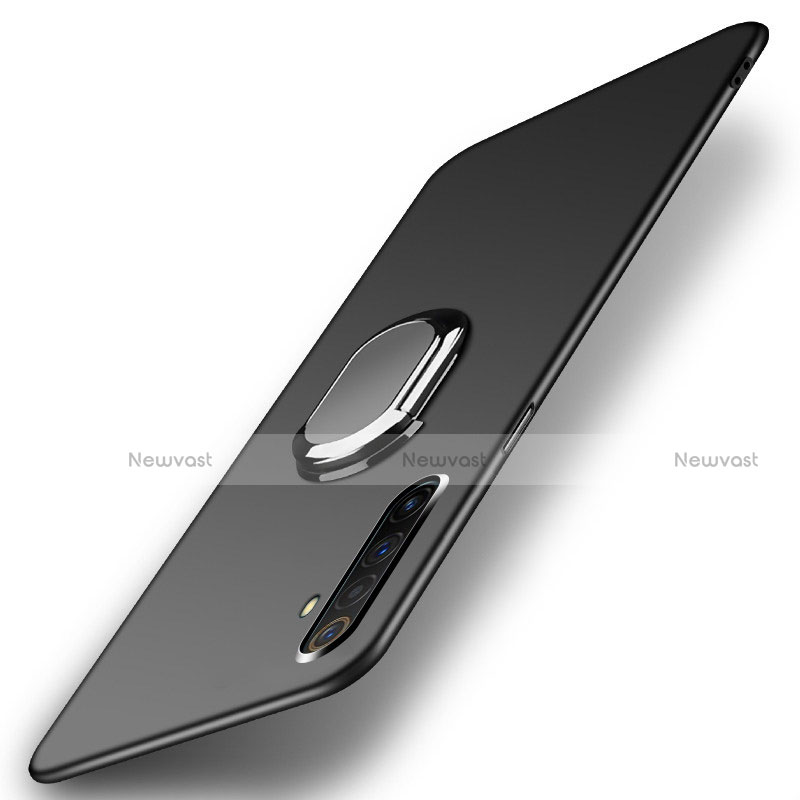 Hard Rigid Plastic Matte Finish Case Cover with Magnetic Finger Ring Stand P01 for Realme X50 Pro 5G Black