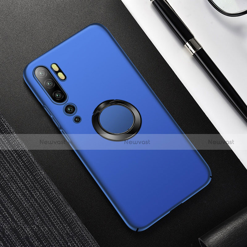 Hard Rigid Plastic Matte Finish Case Cover with Magnetic Finger Ring Stand P01 for Xiaomi Mi Note 10