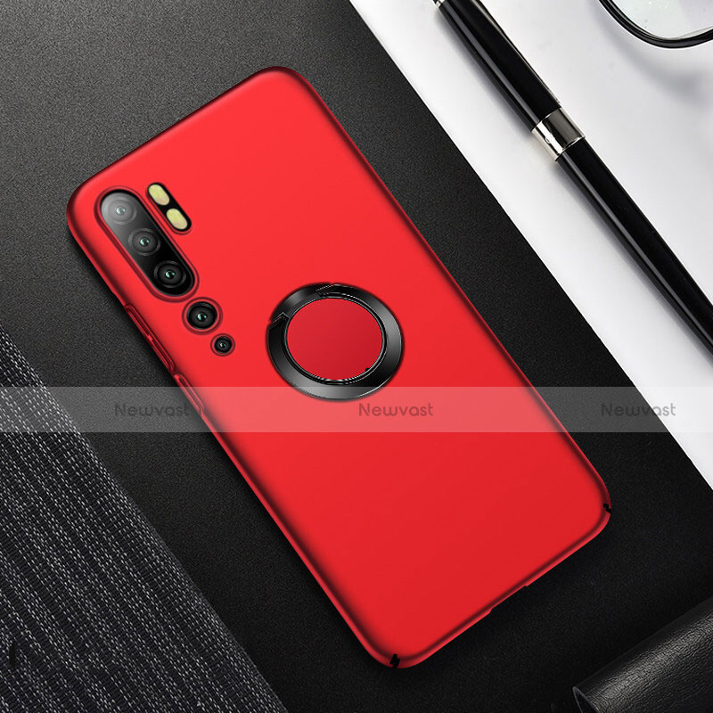 Hard Rigid Plastic Matte Finish Case Cover with Magnetic Finger Ring Stand P01 for Xiaomi Mi Note 10 Pro