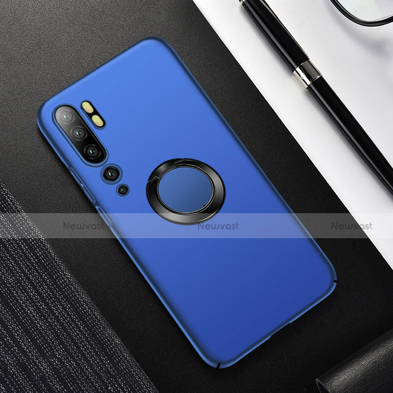 Hard Rigid Plastic Matte Finish Case Cover with Magnetic Finger Ring Stand P01 for Xiaomi Mi Note 10 Pro