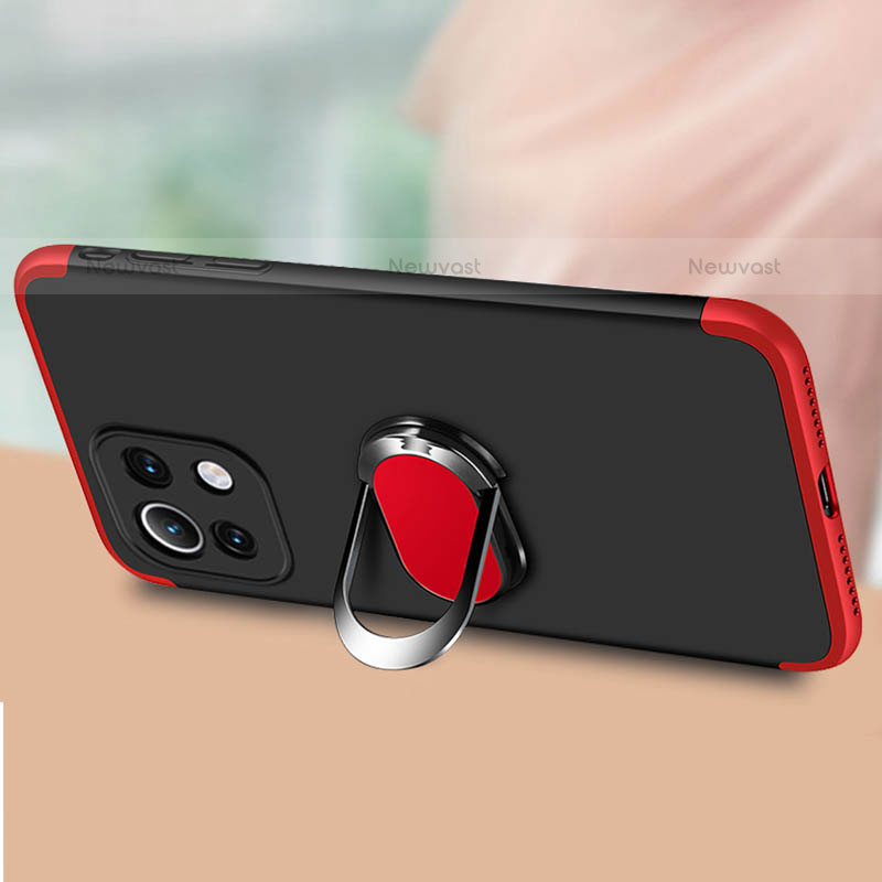 Hard Rigid Plastic Matte Finish Case Cover with Magnetic Finger Ring Stand P02 for Xiaomi Mi 11 5G