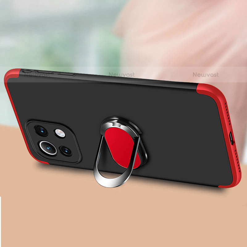 Hard Rigid Plastic Matte Finish Case Cover with Magnetic Finger Ring Stand P02 for Xiaomi Mi 11 Lite 5G