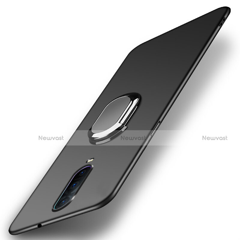 Hard Rigid Plastic Matte Finish Case Cover with Magnetic Finger Ring Stand P03 for Oppo R17 Pro Black
