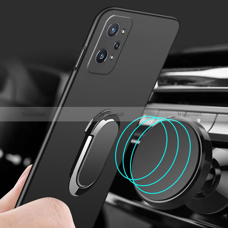 Hard Rigid Plastic Matte Finish Case Cover with Magnetic Finger Ring Stand S01 for Realme GT Neo 3T 5G