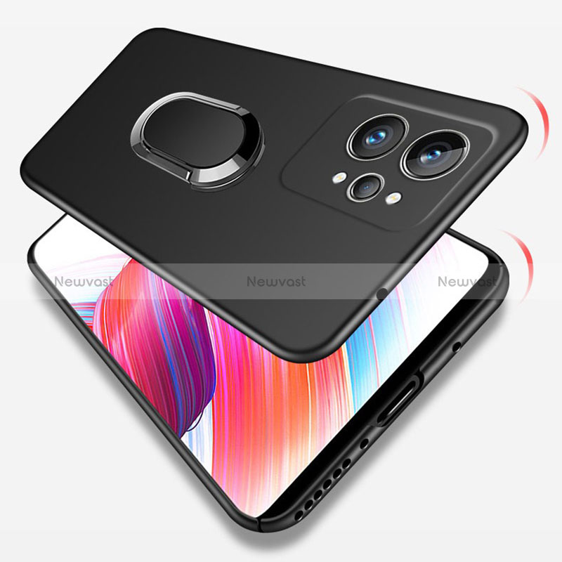 Hard Rigid Plastic Matte Finish Case Cover with Magnetic Finger Ring Stand S01 for Realme GT2 Pro 5G