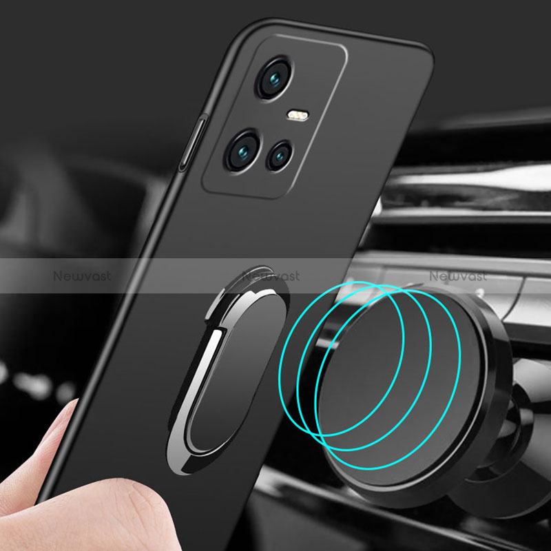 Hard Rigid Plastic Matte Finish Case Cover with Magnetic Finger Ring Stand S01 for Vivo iQOO 10 Pro 5G