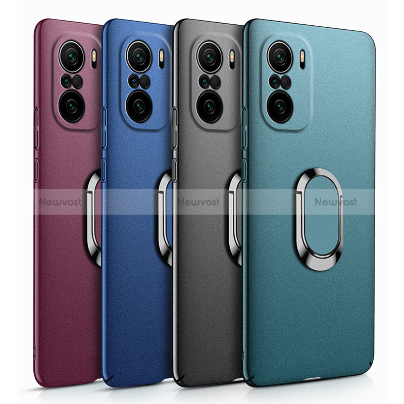 Hard Rigid Plastic Matte Finish Case Cover with Magnetic Finger Ring Stand S01 for Xiaomi Mi 11X Pro 5G