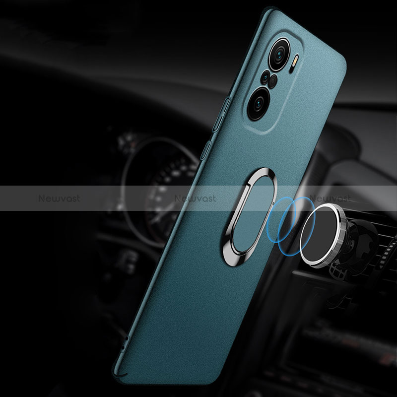 Hard Rigid Plastic Matte Finish Case Cover with Magnetic Finger Ring Stand S01 for Xiaomi Mi 11X Pro 5G