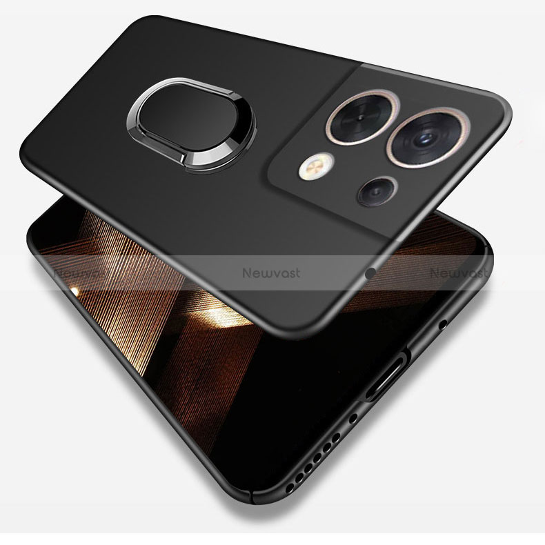 Hard Rigid Plastic Matte Finish Case Cover with Magnetic Finger Ring Stand S01 for Xiaomi Redmi Note 13 5G