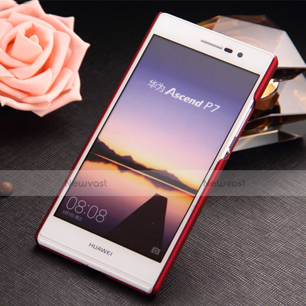 Hard Rigid Plastic Matte Finish Case for Huawei P7 Dual SIM Red