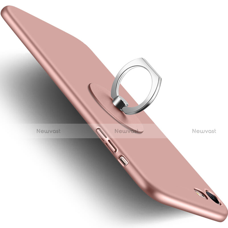 Hard Rigid Plastic Matte Finish Case with Finger Ring Stand for Apple iPhone SE (2020) Pink