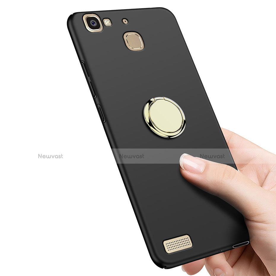 Hard Rigid Plastic Matte Finish Cover with Finger Ring Stand A02 for Huawei Enjoy 5S Black