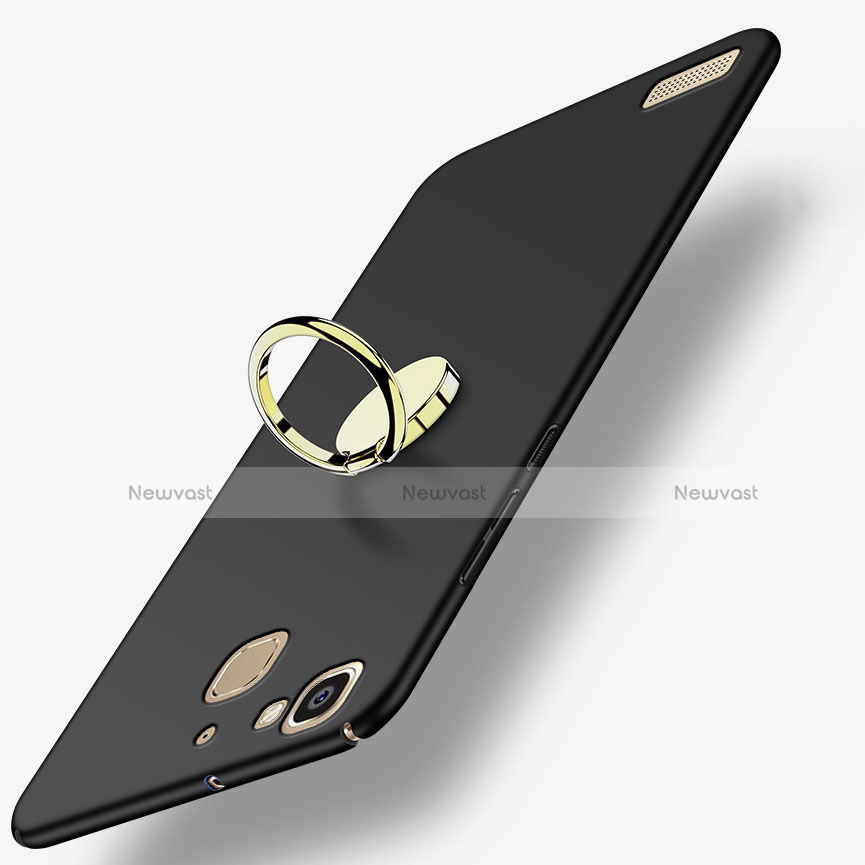 Hard Rigid Plastic Matte Finish Cover with Finger Ring Stand A02 for Huawei G8 Mini Black