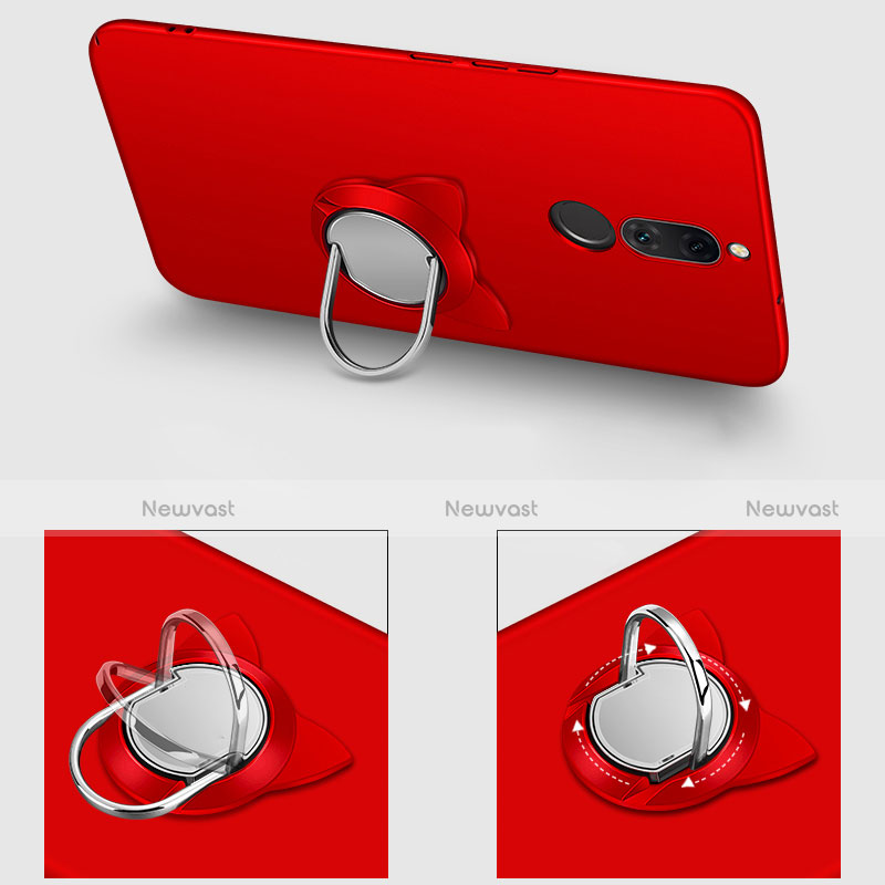 Hard Rigid Plastic Matte Finish Cover with Finger Ring Stand A02 for Huawei Maimang 6 Red