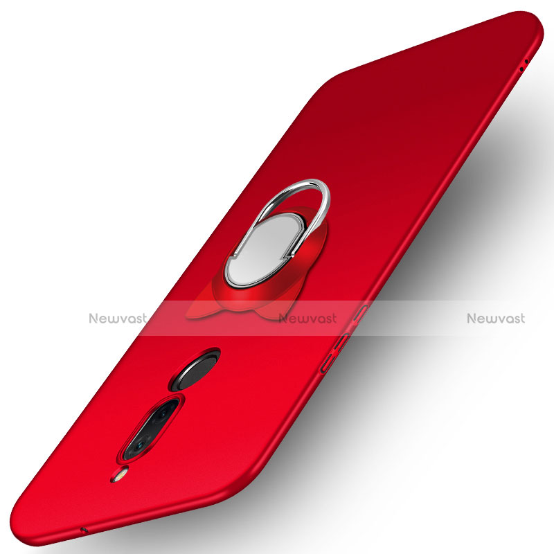 Hard Rigid Plastic Matte Finish Cover with Finger Ring Stand A02 for Huawei Mate 10 Lite Red
