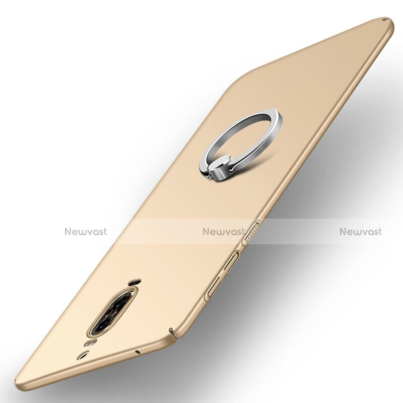 Hard Rigid Plastic Matte Finish Cover with Finger Ring Stand A02 for Huawei Mate 9 Pro Gold