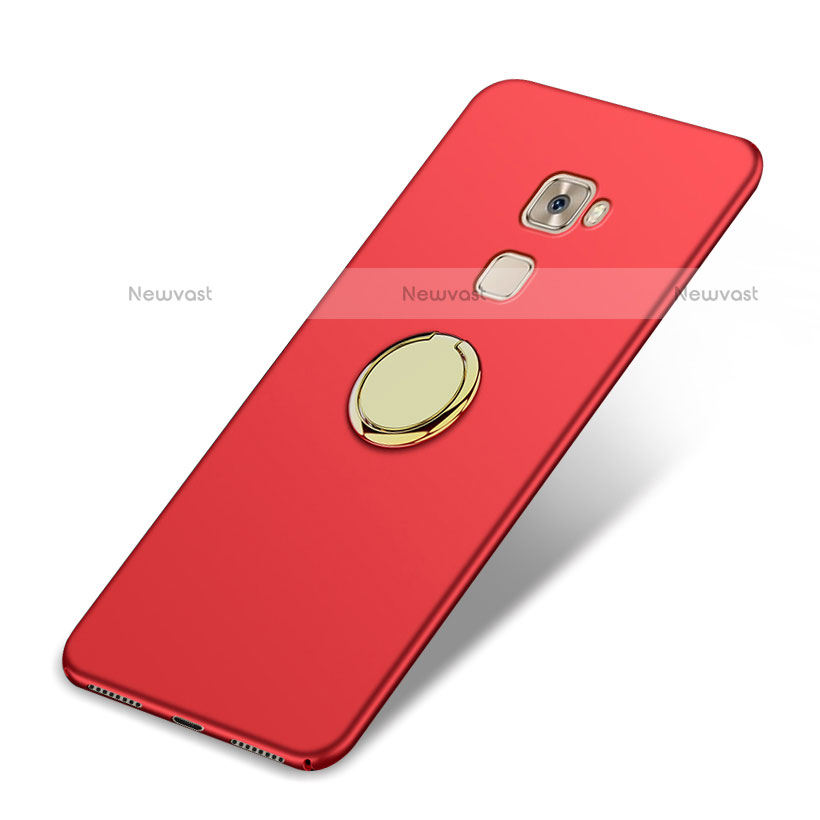 Hard Rigid Plastic Matte Finish Cover with Finger Ring Stand A02 for Huawei Mate S Red