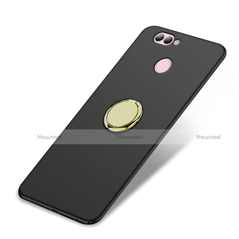 Hard Rigid Plastic Matte Finish Cover with Finger Ring Stand A02 for Huawei Nova 2 Black