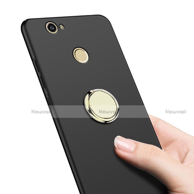 Hard Rigid Plastic Matte Finish Cover with Finger Ring Stand A02 for Huawei Nova Black