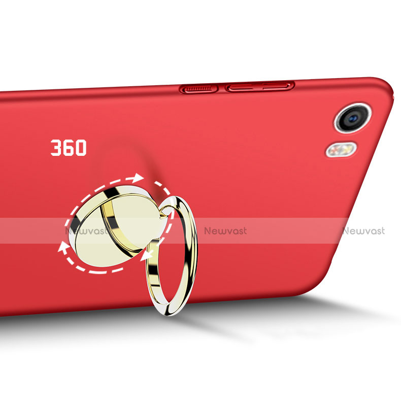 Hard Rigid Plastic Matte Finish Cover with Finger Ring Stand A02 for Xiaomi Mi 5 Red