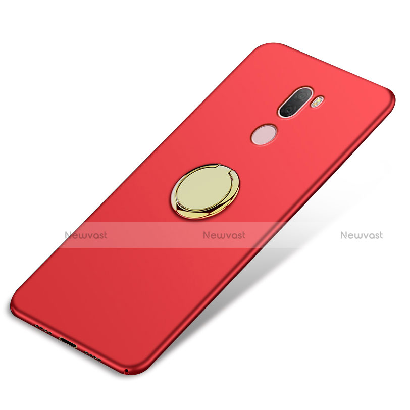 Hard Rigid Plastic Matte Finish Cover with Finger Ring Stand A02 for Xiaomi Mi 5S Plus Red