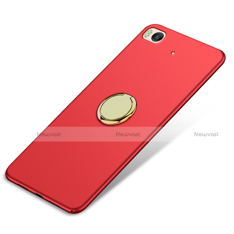Hard Rigid Plastic Matte Finish Cover with Finger Ring Stand A02 for Xiaomi Mi 5S Red
